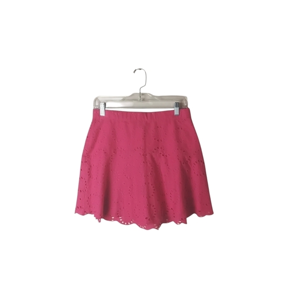 Zara Trafaluc Women's L Pink Eyelet Lined Flowy Side Zipper Mini Skirt - Picture 2 of 6